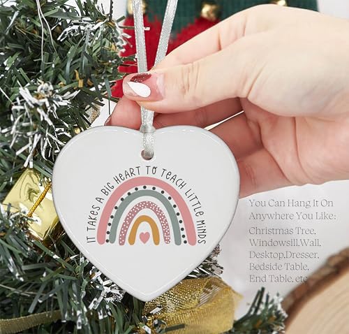 Rainbow Teacher Appreciation Week Gifts,Birthday,Thanksgiving, for Teacher,Thank You Present for Educator,Heart Shaped Ornament-It Takes A Big Heart to Teach