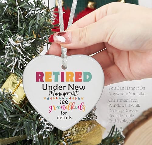 Retired Under New Management-Happy Retirement Gifts-Funny Colleagues Retirement,Goodbye,Leaving Gifts for Coworkers Boss Leader Teacher-Appreciate Heart Shaped Ornament with Gift Box