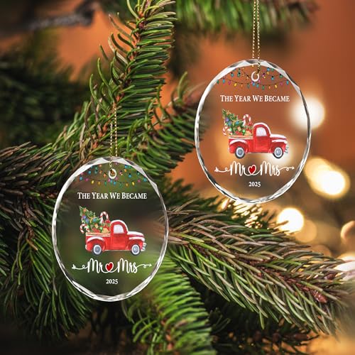 Wedding Ornament 2025,Wedding Gifts for Newlyweds, Our First Christmas Married Ornament 2025, Bridal Shower Gifts, The Year We Became Mr and Mrs Ornaments