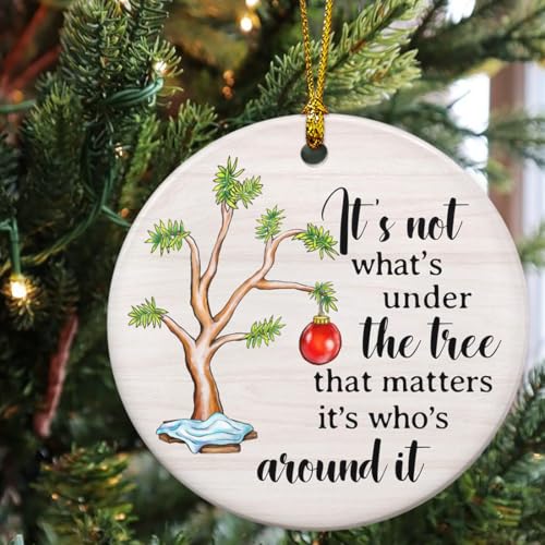Ceramic Christmas Ornaments 2025, Classic White Round Hanging Ornaments for Christmas Tree, Meaningful Gifts for Women, Men, Family, Sister, Friends