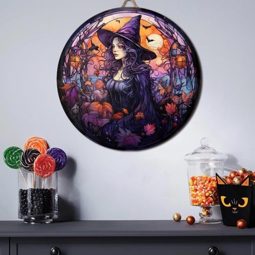 2D Flat All Over Printed, Halloween Sign, Witch Sign, Witches Wooden Sign, 8",12",18" Wooden Sign, Witch Room Decor, Halloween Decorations, Gift Idea For Witch