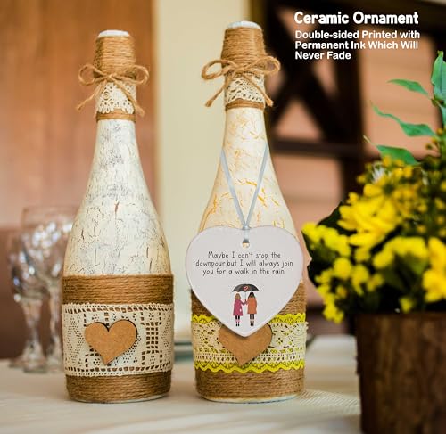 Walk with You in The Rain Ornament,Friendship Gift for Best Friend,Sympathy Gift, Encouragement Gift for Bestie Gift, for Soul Sisters Gift, Heart Ornament, Support Friendship Keepsake