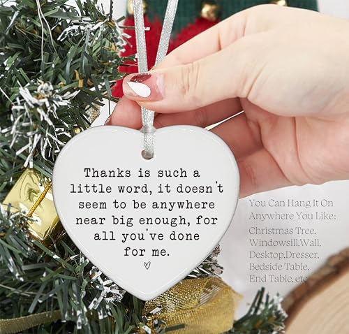 Thanksgiving Birthday Christmas Gift-Thank You Gift for Family Leader Boss Teacher Mentor Tutor Coach Godparents Friends-Ceramic Heart Ornament Keepsake Sign Plaque Decor Present-Double-Sided Printing