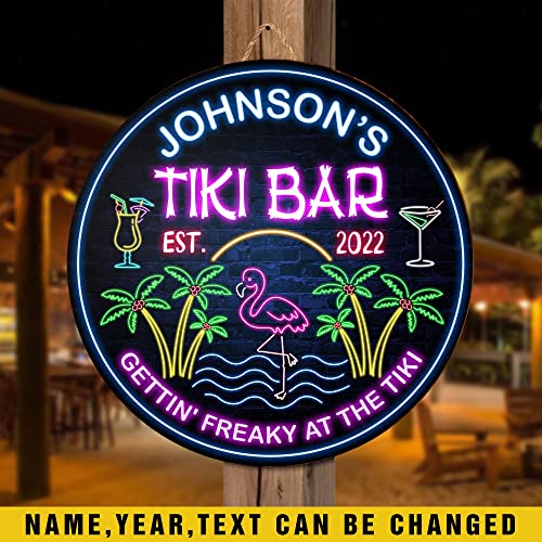 All Over Printed No Real Led Neon Tiki Bar Signs, Gettin' Freaky At The Tiki Signs,8x8",12x12",18x18" Tiki Bar Signs, Tiki Louge, Tiki Huts, Tiki Bar, Welcome Sign, Door Signs, Bar Signs, Tiki Signs (CSWS-ENNG-37324001)