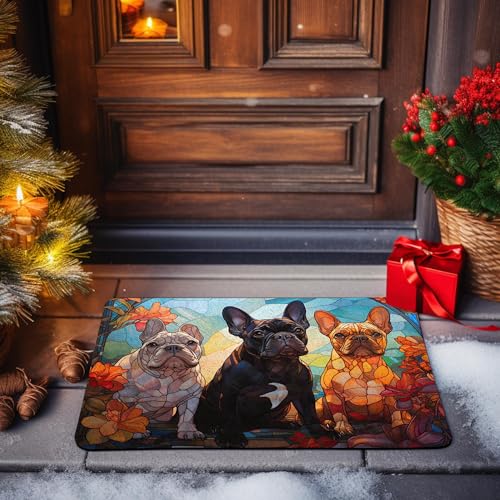 All Over Printed, French Bulldog Doormat, Doormat with French Bulldog Pattern, 24x16 inches, 30x18 inches Doormat, Home Decor Outdoor, Gift for French Bulldog Lover (RBRGUS-EPHG-53029007)