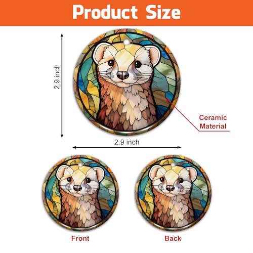 2D Flat All Over Printed, Ferret Ornaments, Ferret Ceramic Ornaments, Ferret Christmas Ornaments, 2 Sides 2.9" Ceramic Ornament, Gift for Ferret Lover, Christmas Decor (Ephg-52653010)