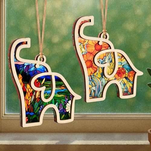 Best Friend Birthday Gifts for Women, Friendship Elephant Ornament with Story Card, Friendship Gifts for Women, Birthday Presents for Best Friends Sisters Special Bond Decor (Set 2 Suncatcher)