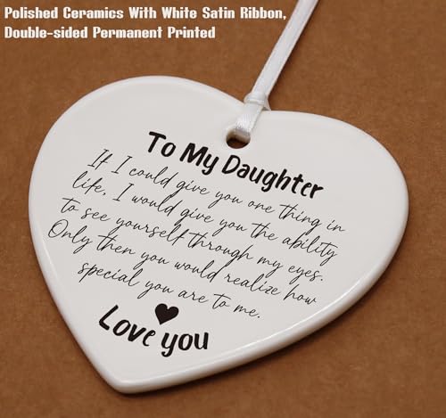 Daughter Incentive Gifts from Mom Dad,Motivational,Encouraging Present,Birthday,Graduation, for Daughter,Heart Shaped Ornament-Reminder I Love You Forever