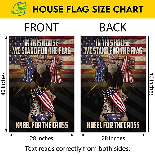 All Over Printed Double Sided House Flags, 28x40", Veteran Flag, Veteran Day Flags, Memorial Flags, In This House We Stand For The Flag Kneel For The Cross Flags, US Vietnam Veteran Flags