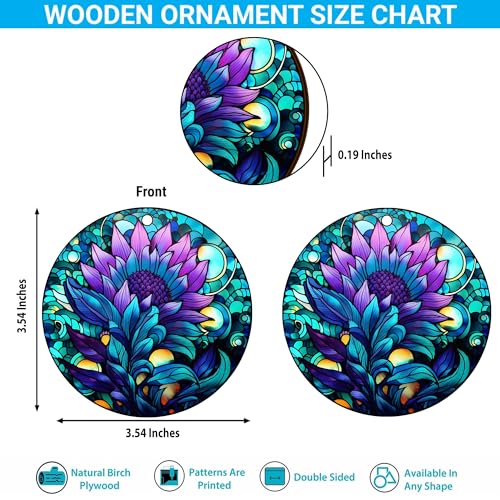 2D Flat All Over Printed, Sunflower Ornaments, Christmas Sunflower Ornaments, 2 Sides 3.5" Wood Ornament, Gift for Sunflower Lover, Christmas Decorations (Ephg-52399002)