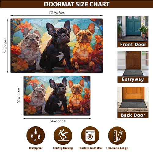 All Over Printed, French Bulldog Doormat, Doormat with French Bulldog Pattern, 24x16 inches, 30x18 inches Doormat, Home Decor Outdoor, Gift for French Bulldog Lover (RBRGUS-EPHG-53029007)