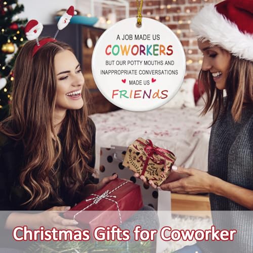 Coworker Gifts, Coworker Christmas Ornament 2025, Co Workers Ideas for Women, Men, Worker Bestie, Work Friend - A Job Made Us Coworkers But Our Potty Mouth