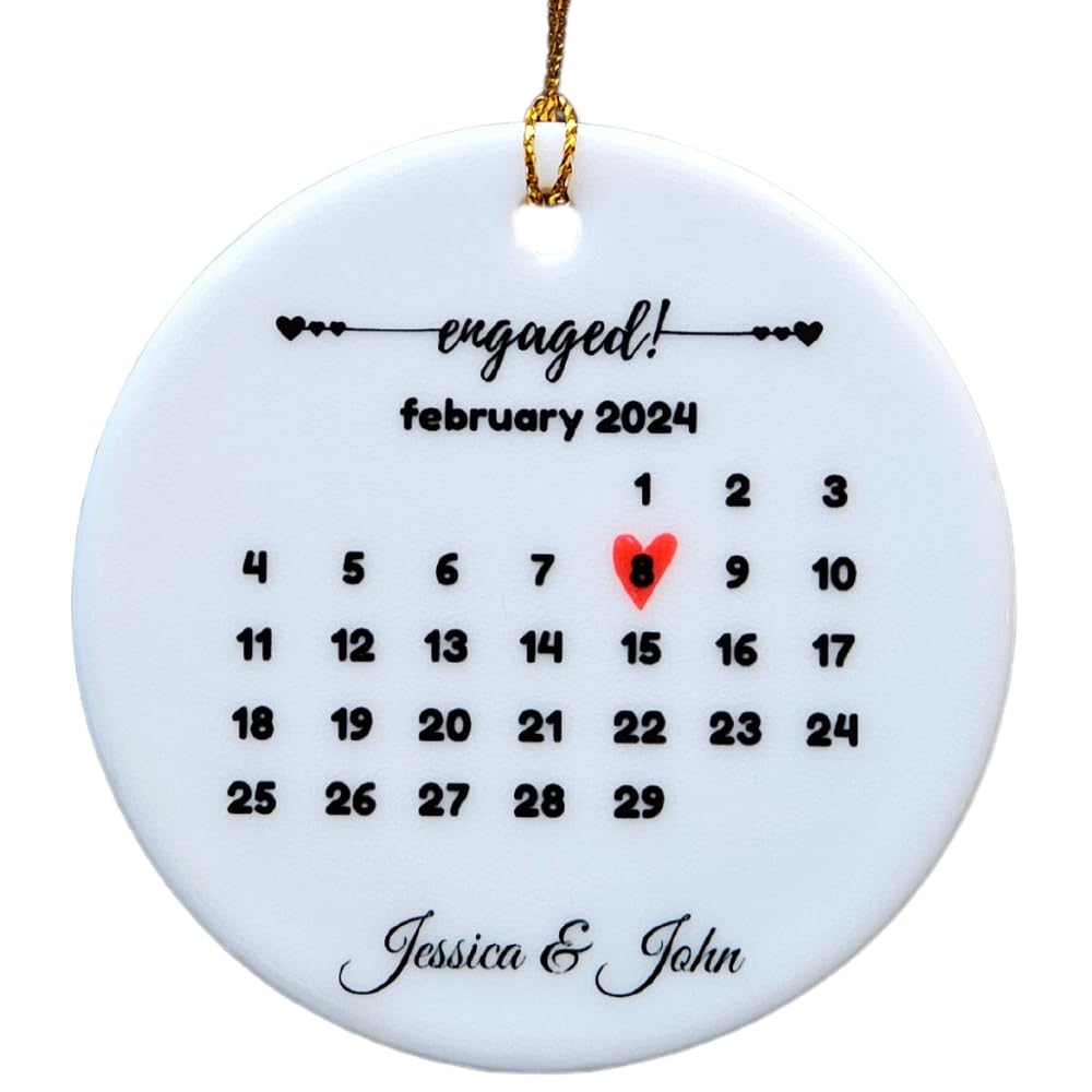Personalized Engagement Ornament 2025 - Gift for Just Engaged Couples Celebrating Their First Christmas Engaged Together - Present for Future Mrs to Commemorate The Day She Said Yes