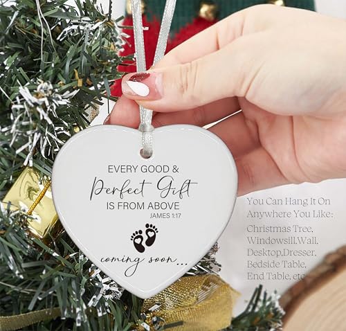 Baby Pregnancy Announcement Gifts-Promoted to Grandparents,Grandma,Grandpa,Aunt,Uncle-Baby Coming Soon-New Baby Reveal Gifts for Mom Dad Sister Brother Friends Heart Shaped Ornament