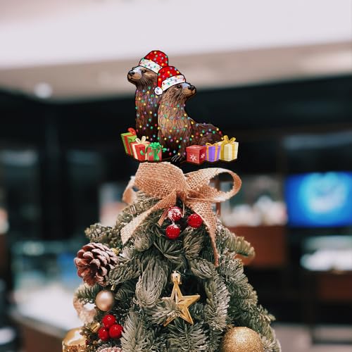 2D Flat All Over Printed, Otter Tree Topper, Otter Christmas Tree Topper, Otter Couple Christmas, 8", 12", 18" Wood Tree Topper, Christmas Tree Decor, Gift for Otter Lover