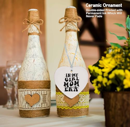 Gender Reveal Gift-New Mother-Baby Present Shower-Newborn-Baby Gril Announcement Present Ceramic Ornament -Heart Shaped Sign Plaque Keepsake-Gril Mom Club-in My Girl Mom Era