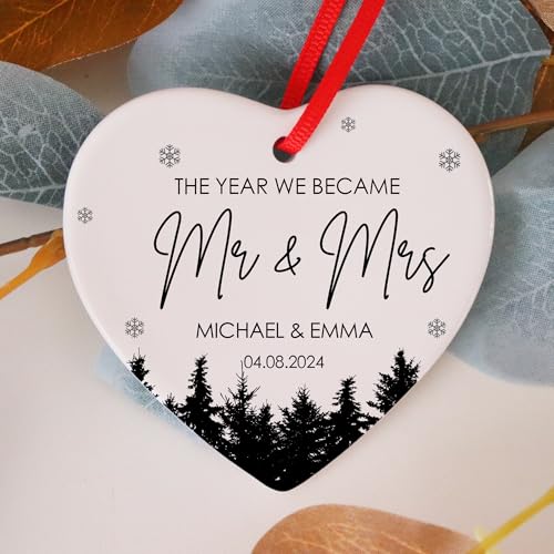 Custom Mr and Mrs Ornaments 2025, The Year We Became Married Ornament Wedding Gifts, Bridal Shower Bride Gift Ideas for Her