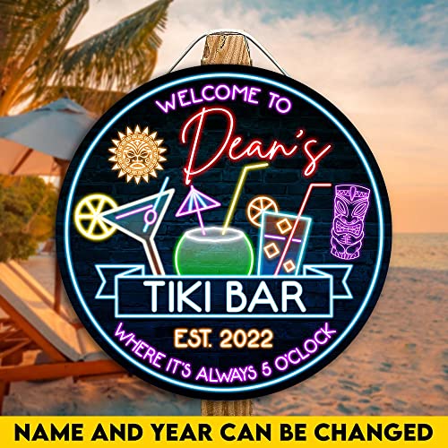 All Over Printed No Real Led Neon Tiki Bar Signs, Gettin' Freaky At The Tiki Signs, 12",18" Tiki Bar Signs, Tiki Louge, Tiki Huts, Tiki Bar, Welcome Sign, Door Signs, Bar Signs, Tiki Signs (WCS-ENNG-35071001)