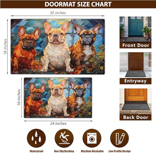 All Over Printed, French Bulldog Doormat, Doormat with French Bulldog Pattern, 24x16 inches, 30x18 inches Doormat, Home Decor Outdoor, Gift for French Bulldog Lover (RBRGUS-EPHG-53029008)
