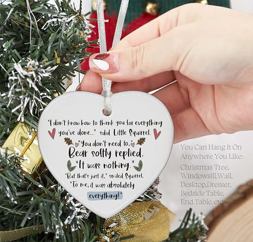 Thank You Keepsake-Animal Thank You Gift - Gift to Say Thank You - Thank You Present -Squirre Bear Theme Thank You Gifts - Heart Shaped Ornament with Gift Box