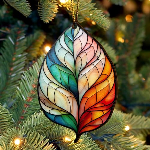 2D Flat All Over Printed, Maple Leaf Ornaments, Leaves Christmas Ornaments, 2 Sides 3.5" Wood Ornament, Seasonal Decor, Christmas Tree Hanging (Ephg-52492010)