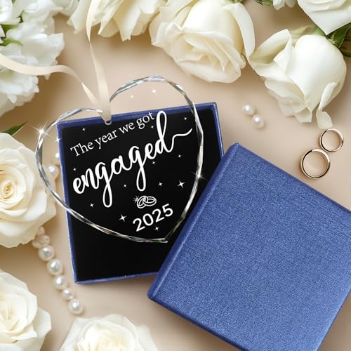 Engagement Gifts for Couples 2025, Gifts for Newly Engaged Couples Happy Engage ment Gif ts for Her Cool Engagement Gif t Glass Engage ment Ornament Engaged Ornament 2025 Engage ment Party Decorations