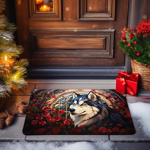 All Over Printed, Husky Doormat, Husky Christmas Doormat, 24x16 inches, 30x18 inches Doormat, Gift for Husky Lover, Home Decorations (RBRGUS-EPHG-53157006)