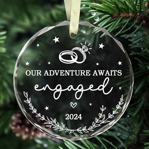 BSQUIELE Engagement Gifts for Couples Newly Engaged - Engaged Gift - Engagement Christmas Ornament 2024 - Wedding Gifts for Couples, Mr, Mrs, Him, Her - Happy Engagement Gifts for Bride, Wife