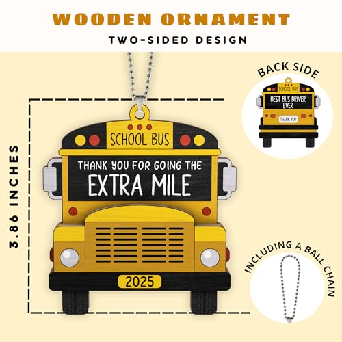 Bus Driver Appreciation Gifts - Bus Driver Gifts - School Drivers Appreciation Gift for Men, Women - Thank You, Retirement Gift for School Driver Monitor - Wood Hanging Ornament