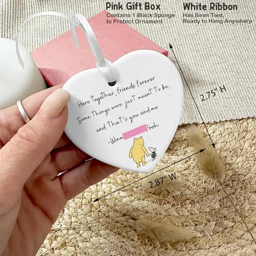 Friendship Goodbye Leaving Away Farewell Gift-Here Together Friends Forever-Ceramic Heart Ornament Keepsake Sign Plaque Decor Gift