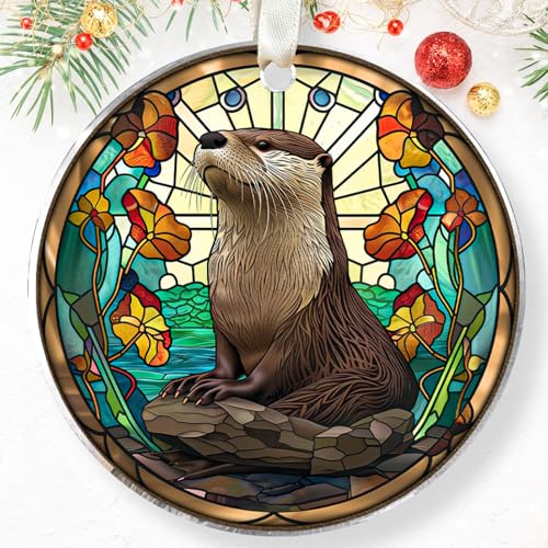 Otter Christmas Ornament - Animal Christmas Ornaments, Otter Ornaments for Tree - Acrylic Ornament