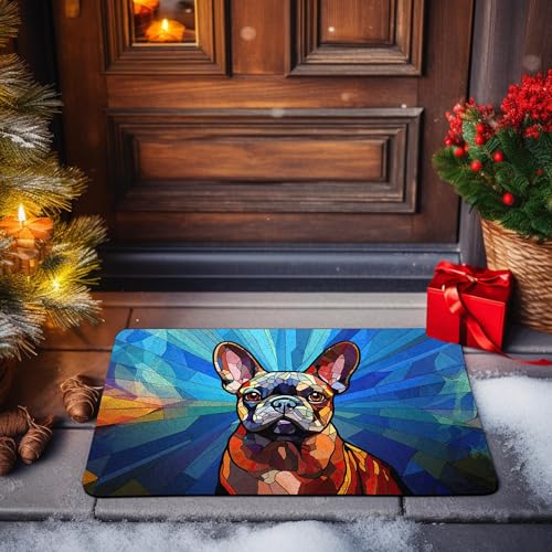 All Over Printed, French Bulldog Doormat, Doormat with French Bulldog Pattern, 24x16 inches, 30x18 inches Doormat, Home Decor Outdoor, Gift for French Bulldog Lover (RBRGUS-EPHG-53029001)