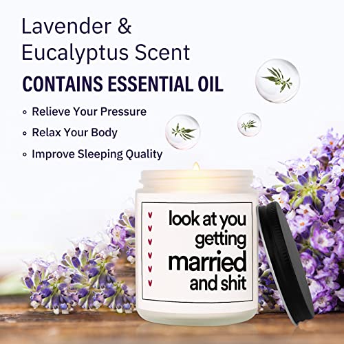 BaubleDazz Funny Wedding Gifts, Bachelorette & Bridal Shower Gift for Bride, 7oz Lavender Scented Soy Wax Candle, Bride to Be, Engagement Gifts for Couples