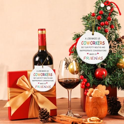 Coworker Gifts, Coworker Christmas Ornament 2025, Co Workers Ideas for Women, Men, Worker Bestie, Work Friend - A Job Made Us Coworkers But Our Potty Mouth
