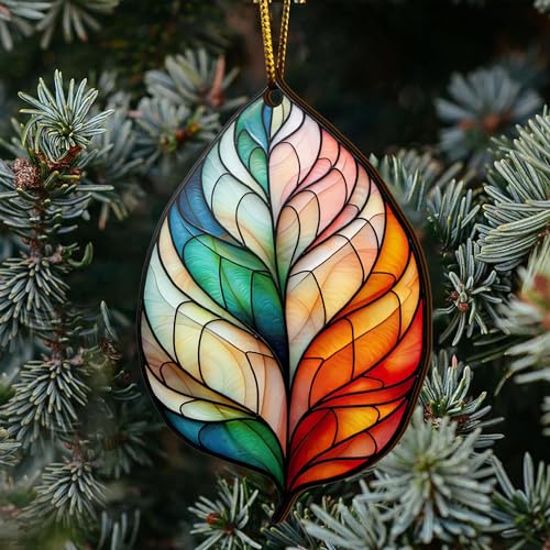 2D Flat All Over Printed, Maple Leaf Ornaments, Leaves Christmas Ornaments, 2 Sides 3.5" Wood Ornament, Seasonal Decor, Christmas Tree Hanging (Ephg-52492010)