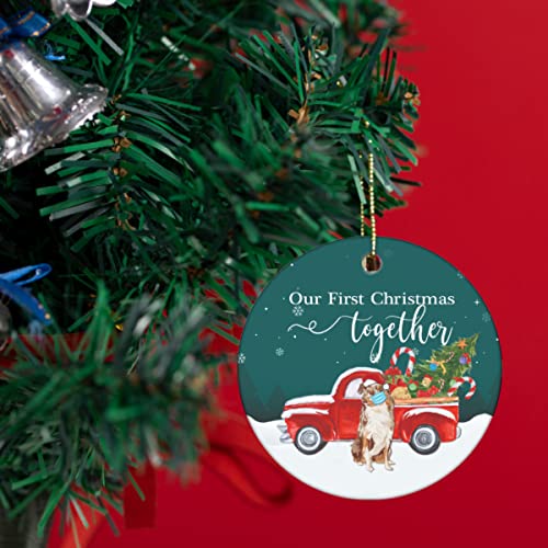 Christmas Ornament, Our First Christmas Together with Australian Shepherd Ornaments Xmas Ornament for Tree, Christmas Bauble Hanging Ornament Keepsake Ornament Christmas Decorations