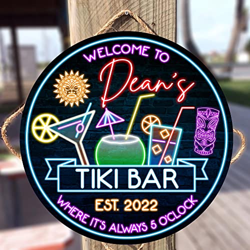 All Over Printed No Real Led Neon Tiki Bar Signs, Gettin' Freaky At The Tiki Signs, 12",18" Tiki Bar Signs, Tiki Louge, Tiki Huts, Tiki Bar, Welcome Sign, Door Signs, Bar Signs, Tiki Signs (WCS-ENNG-35071001)