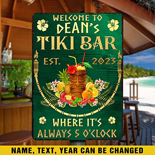 All Over Printed No Real Led Neon, Tiki Bar Metal Sign, Tiki Lounge Tiki Hut Sign, Bar Sign, Tiki Sign, 8x12", 12x18", 16x24" Metal Sign, Door Sign, Welcome Sign, Bar Decor (04)