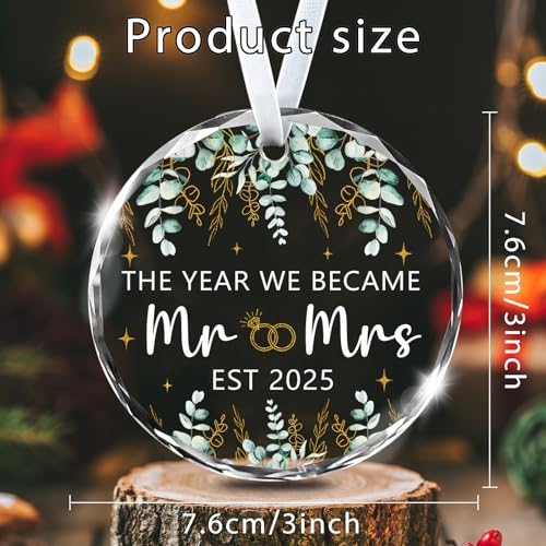 Wedding Gifts Engagement Gifts for Couples 2025 Bridal Shower Gift Mr and Mrs First Christmas Married Ornament 2025 Just Married Gift for Newlywed Couple Bride Her Women Friends(7)