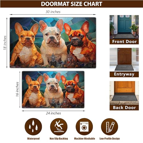 All Over Printed, French Bulldog Doormat, Doormat with French Bulldog Pattern, 24x16 inches, 30x18 inches Doormat, Home Decor Outdoor, Gift for French Bulldog Lover (RBRGUS-EPHG-53029009)