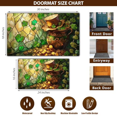 All Over Printed, Irish Doormat, Shamrock Doormat, 2D Doormat, Welcome Doormat, Patricks Day Doormat, 24x16 inches, 30x18 inches Doormat, St Patrick's Day Decorations (EPHG-54276002)
