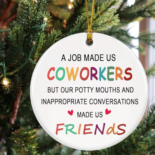 Coworker Gifts, Coworker Christmas Ornament 2025, Co Workers Ideas for Women, Men, Worker Bestie, Work Friend - A Job Made Us Coworkers But Our Potty Mouth