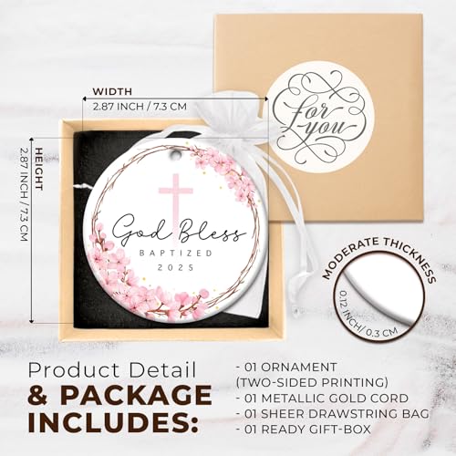 ZAGKOO Easter Baptism Gifts for Girls - Christening Ornament for Baby Girl, Kids, Women - Godchild Gift from Godparents - Religious Easter Decorations, God Bless Baptized Christmas Ornament 2025