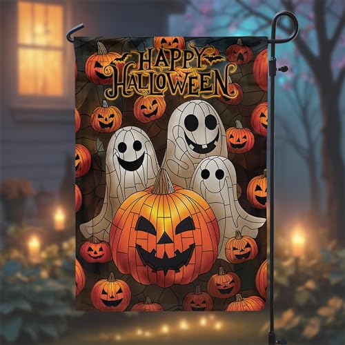 All Over Printed Halloween Double Sided Garden Flags, 12x18" Garden Flag, Pumpkin Flag for Halloween Decor, Home Decor Outdoor, Fall Yard Flag