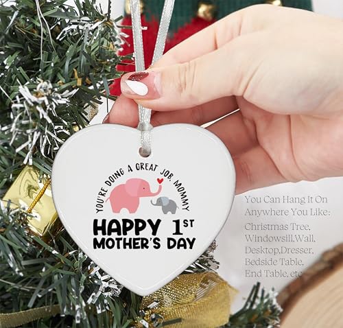 2025 for New Mom-Happy First Mother's Day-You're Doing a Great Job-Mama Life-Mom Gifts-Thank You-Mommy Appreciation Present-Heart Shaped Ornament-Double-Sided rinting