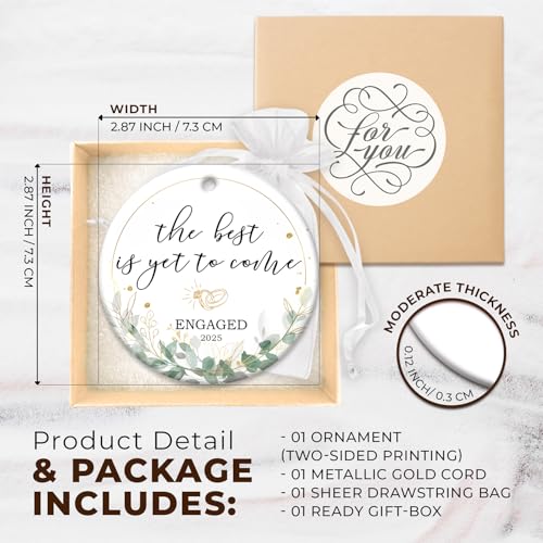 ZAGKOO Engagement Gifts for Couples 2025 - Gift for Newly Engaged Couples, Fiance, Women, Her, Bride to Be - Engagement Ornament, Just Engaged Party Gift Ideas, Christmas Decoration - Ceramic Ornament