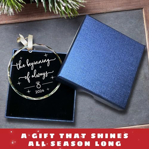Engagement Gifts for Couples - Gifts for Newly Engaged Couples - Happy Engagement Ornament for Her, Bride, Bride to Be - Just Engaged for Her - Glass Ornament