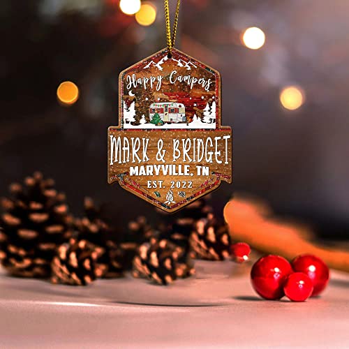 All Over Printed, Camping Ornaments, Campsite Camper Ornament, Christmas Tree Ornaments, 3.5" Wood Ornament 2 Sided, Gift for Family, Friend