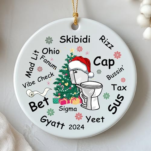 Skibidi Toilet Ornament 2024, Skibidi Ornament, Funny Ornament, Ohio Skibidi Toilet Rizz, 2024 Ornament, White Elephant Gift, sikibidi Toilet, Gifts for Teens,