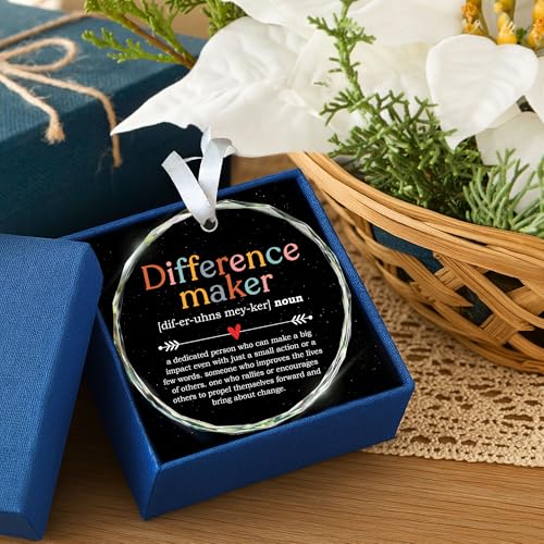 Difference Maker - Appreciation for Women - Coworker Appreciation - Thank You Gifts, Inspiration Gifts for Women Boss Coworker Manager Teacher Nurse Mom Friend - Glass Christmas Ornament